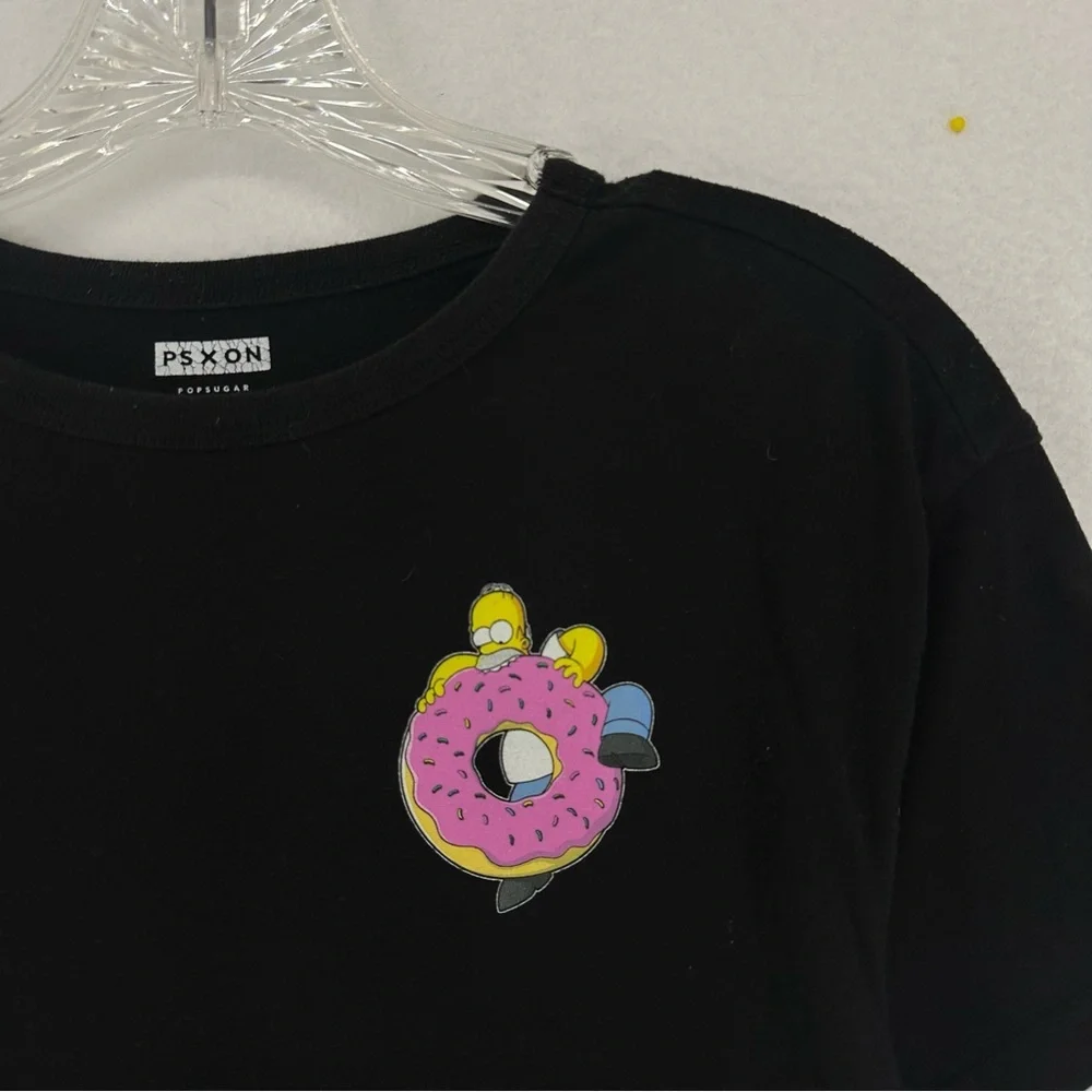 Old Navy Pop Sugar Homer Simpson Donut T Shirt Girls X-Large‎ Black